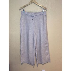 H‎ HALSTON, Wide Leg 100% Linen Pants Modern Wabi Sabi Beige Size Large
